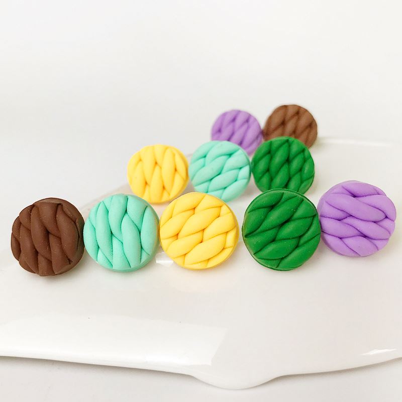 Woven Texture Soft Pottery Stud Earrings Texture Texture Fashion Stud Earrings Handmade Polymer Clay Round Brief Style Earrings