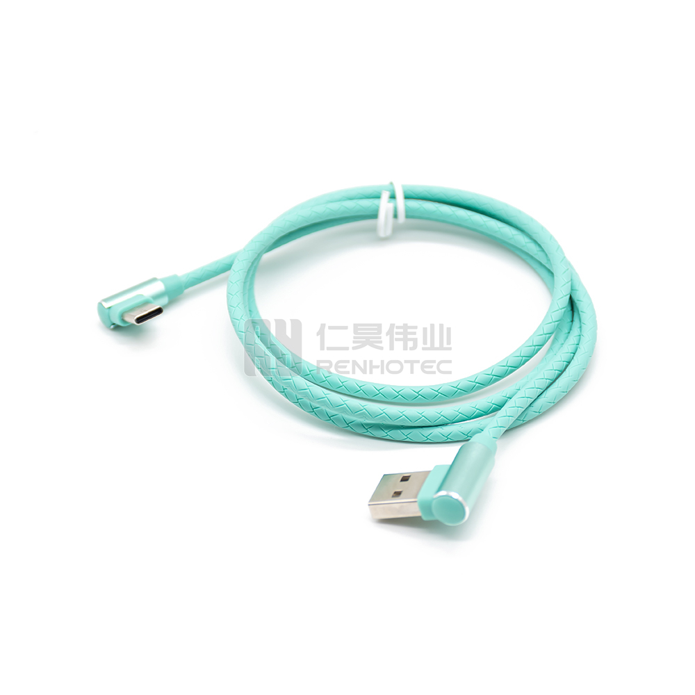 Blue 1m Harness USB 2.0 Bent Plug to Type C Connector USB Cable