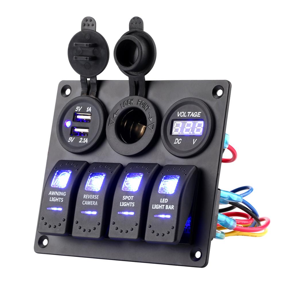 Горячая Распродажа! Универсальный 4 gang кулисный переключатель Панель 12V зарядное устройство с двойным USB зарядное устройство для морской катер автомобиль грузовик ATV UTV ремонт обновления