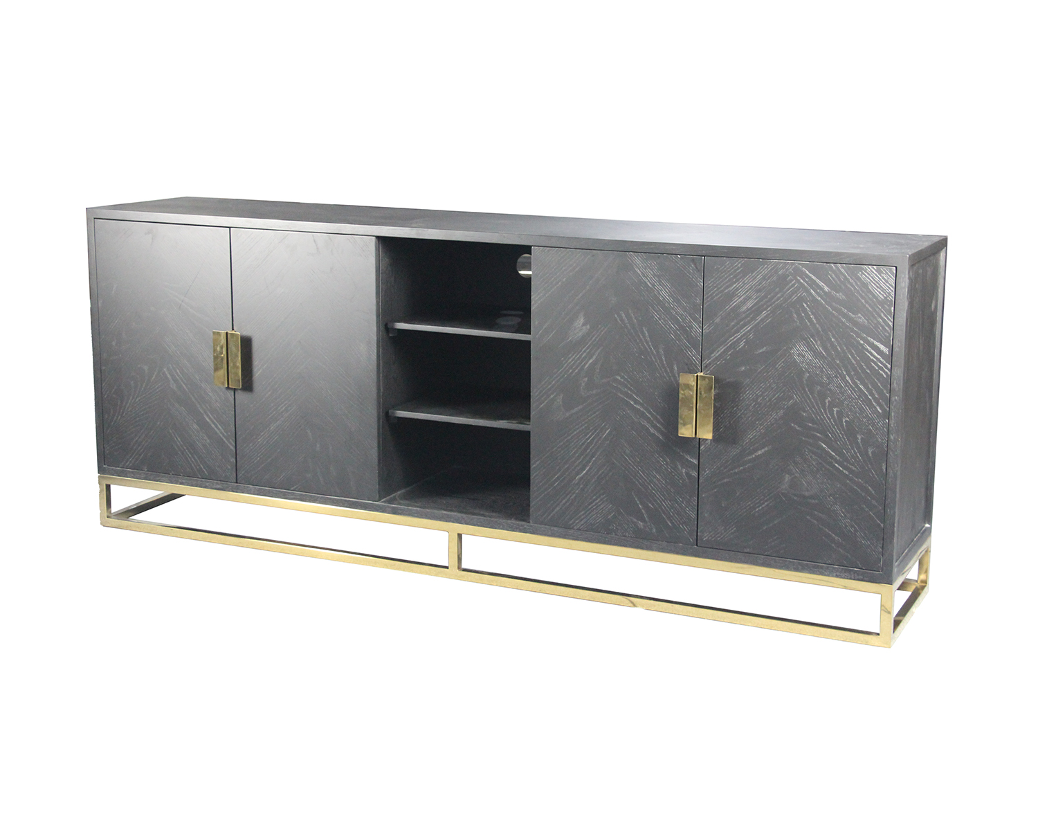 Modern luxury wood frame sideboard blackbone 4 doors storage living room furniture buffet table cabinet
