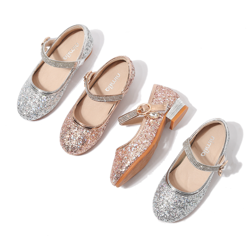 Nimila girls' princess shoes 2021 spring and autumn children's dance crystal shoes comfortable soft soled formal shoes