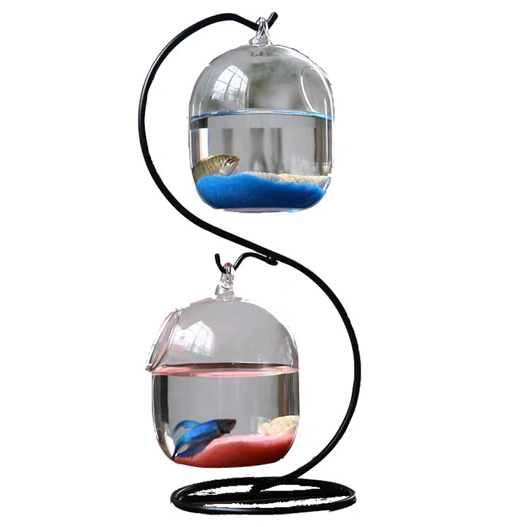 Hot Selling Suspended Fighting Fish Tank Transparent Unique Glass Fish Tank