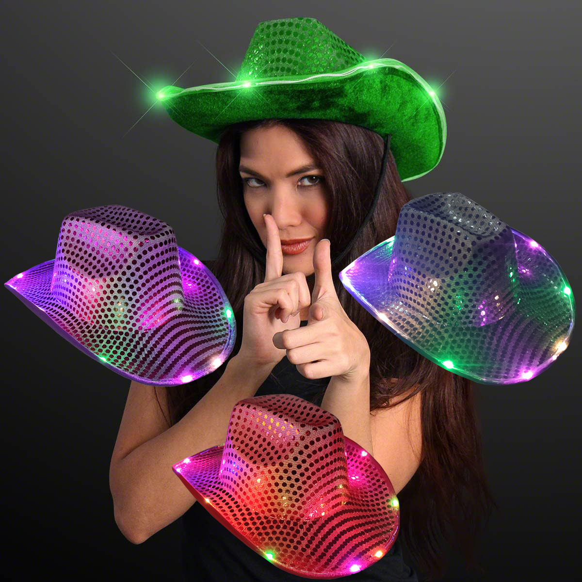 Festival Halloween Christmas Cowboy Hat Western Cowboy Cowgirl Party Hat Colorful LED Light Up Cowboy Hat For Party Performance