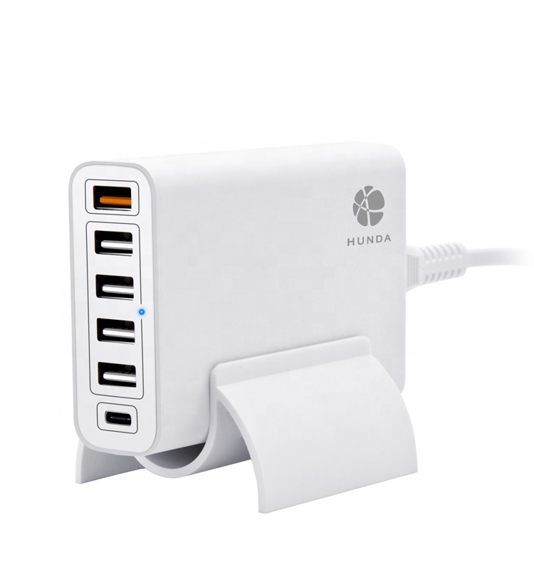 Хунда 2020 Горячие продукты 60 Вт портативный мульти 6 Порты smart Type C QC3.0 chargeing станция 5V 2.4A настольное зарядное устройство