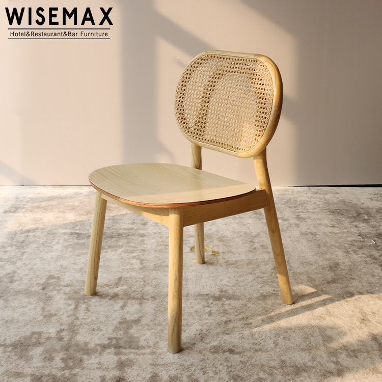 Мебель WISEMAX, популярная деревянная рама, обеденный стул для ресторана со спинкой из ротанга, стул для гостиницы и гостиной, дизайнерское кресло-трость