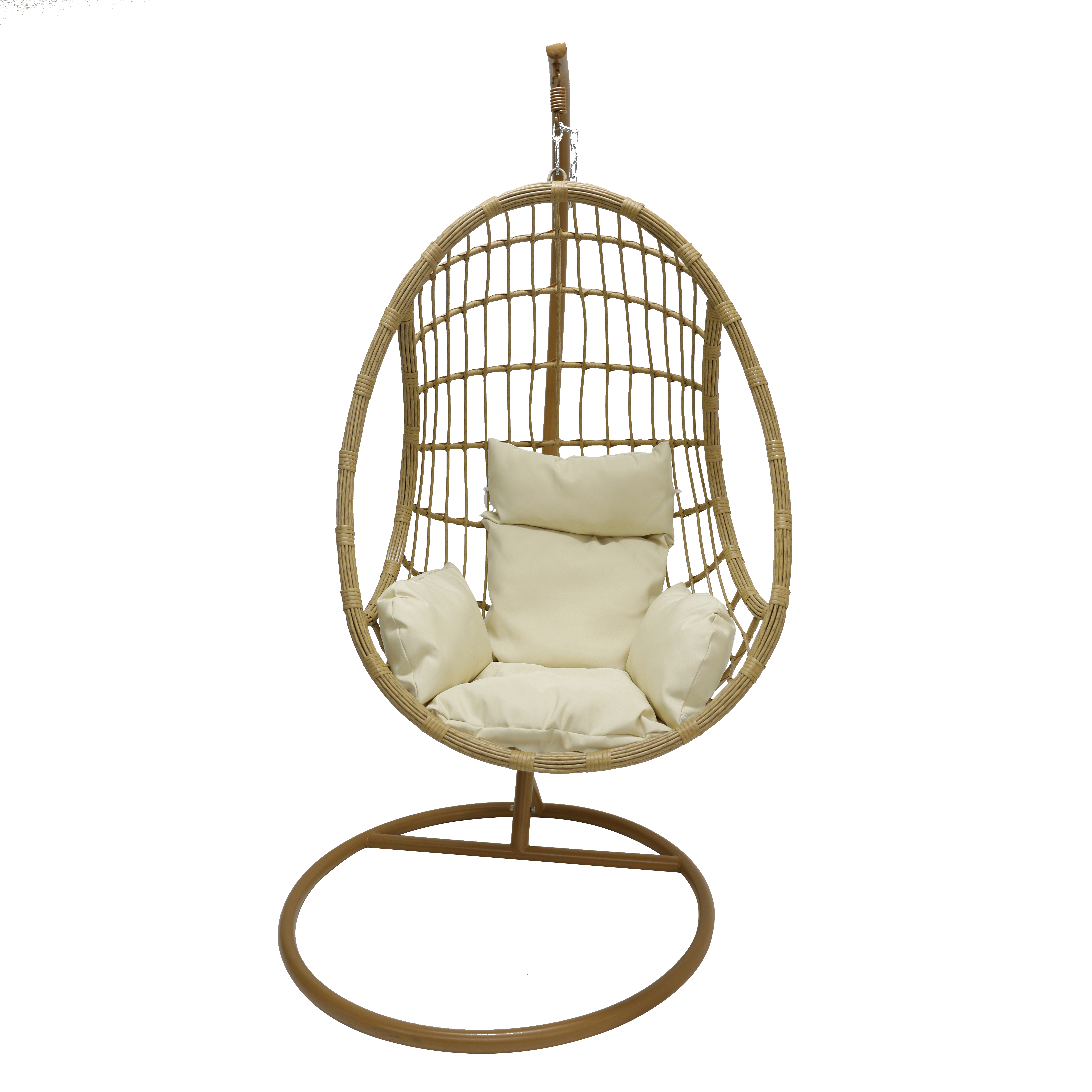 2022 Outdoor Rattan Wicker 1Seat Hanging Egg Swing Chair with Metal Stand Origin furniture other camping outdoor sports supplies