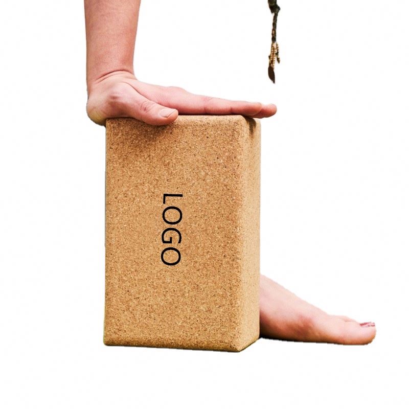 OEM Customized Logo Carving High Quality Organic Yoga Brick Natural Cork Yoga Block