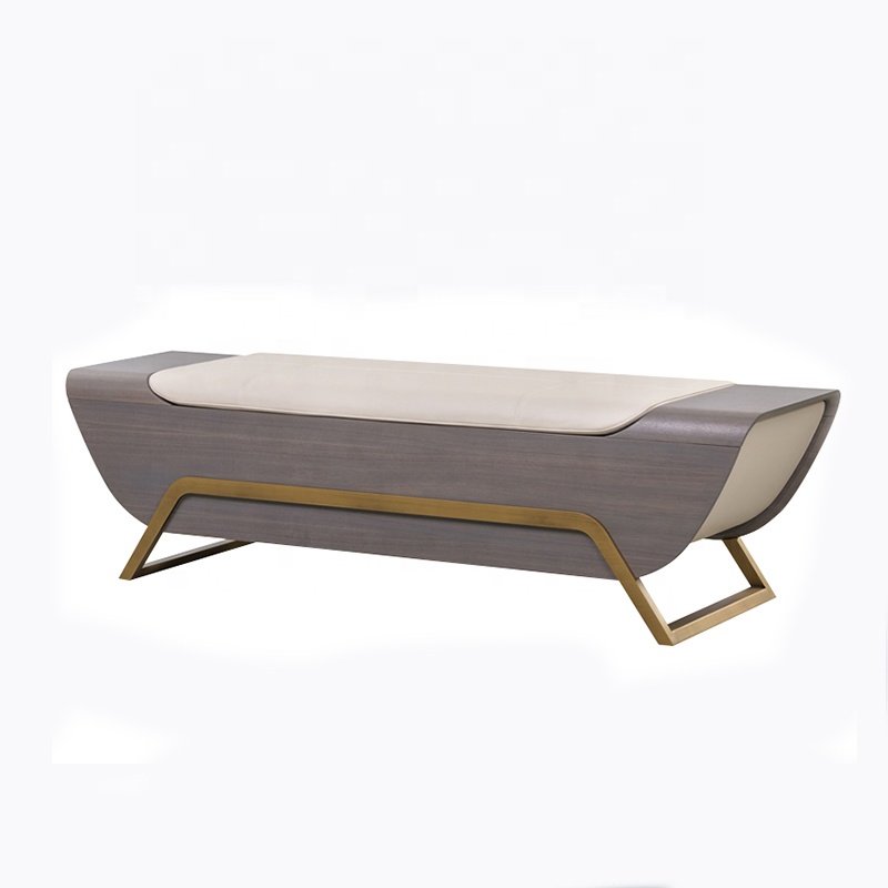 Italian Luxury Design Bedroom Furniture Modern Ottoman Bedside Bench Sofa With Metal Leg