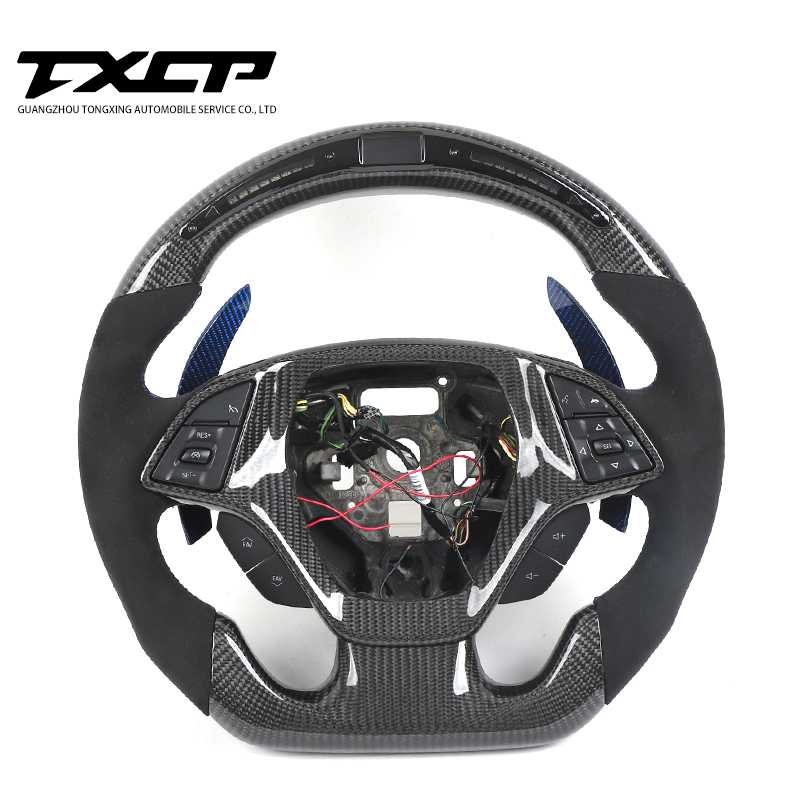Custom Alcantar carbon fiber LED steering wheel For Corvette Camaro racing wheel convertible
