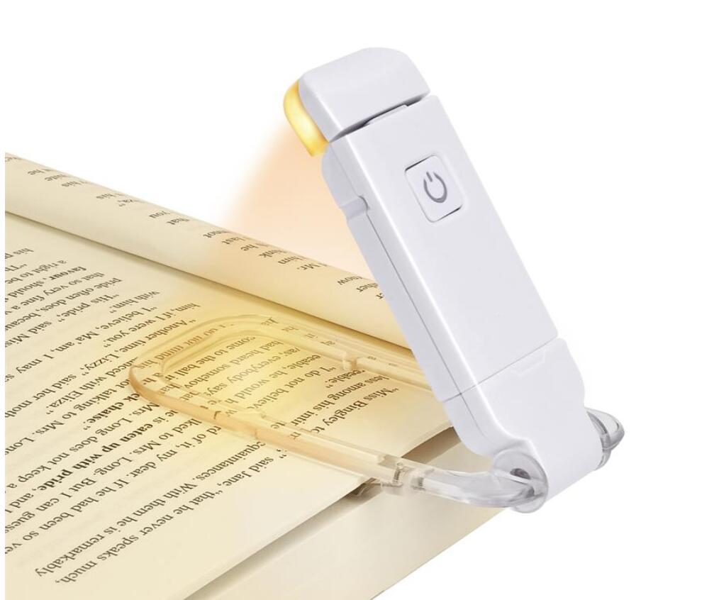 Светодиодная лампа для чтения книг с зарядкой от USB, регулируемая яркость, защита глаз, зажим, портативная лампа для чтения книг, Закладка