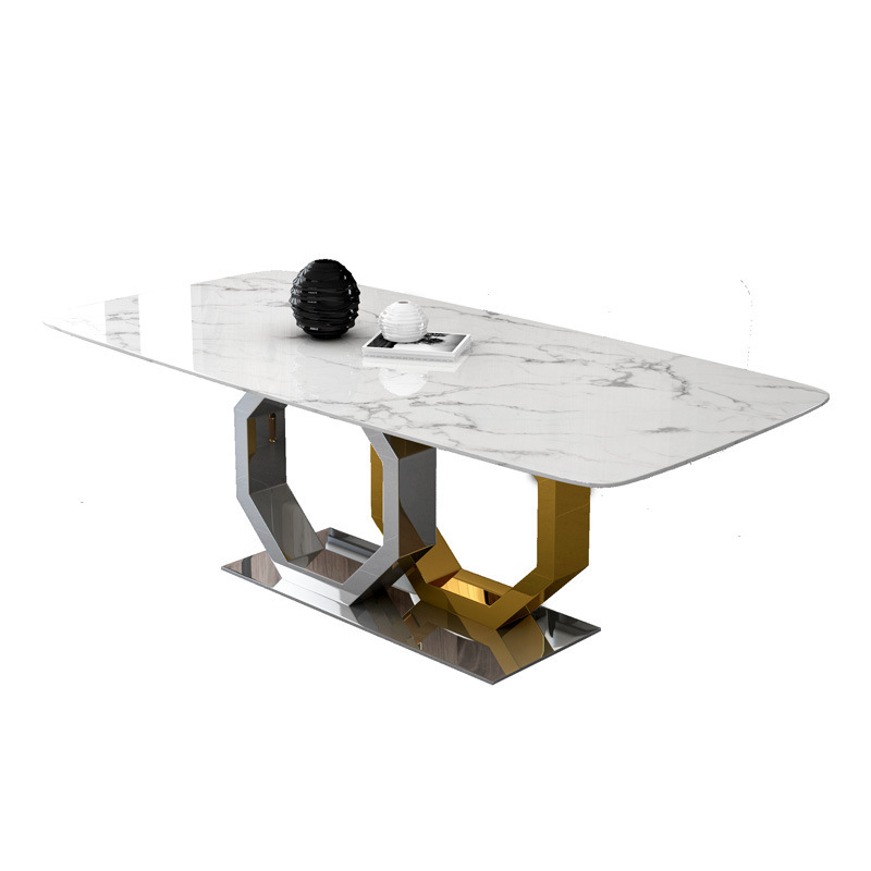Modern golden stainless steel dining table home furniture