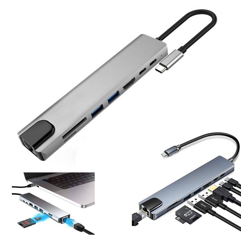 8 в 1 док-станция концентратор Displayport Type C концентратор с Ethernet 4K USB док-станция