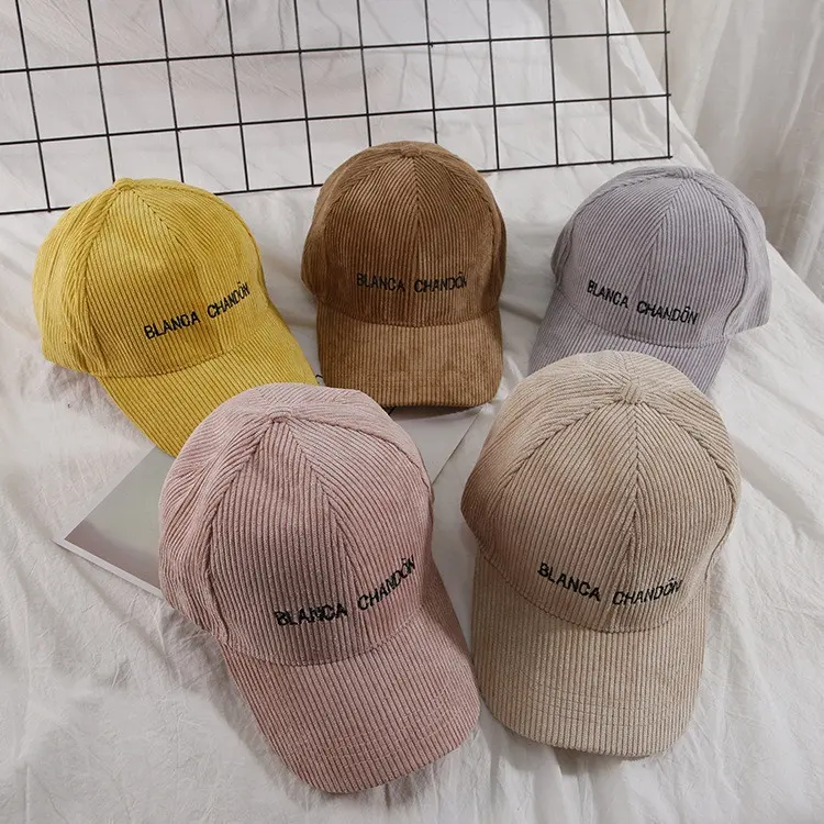 custom high quality 6 panel embroidery baseball cap corduroy hats