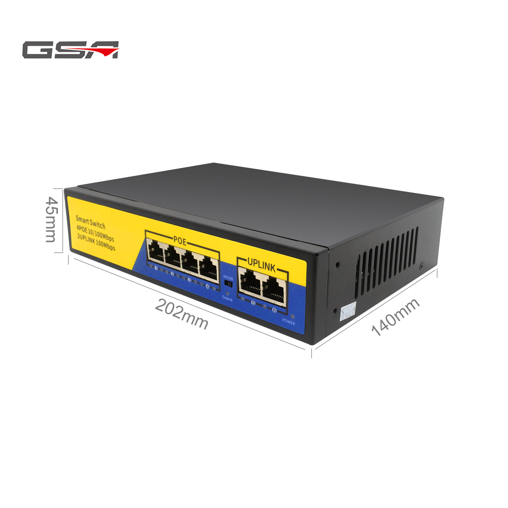GSA 4 порта POE переключатель питания через Ethernet умный сетевой коммутатор