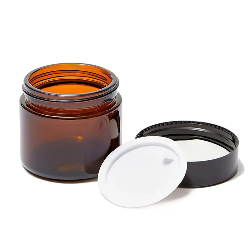 Glass Cosmetic Jars Customized Cosmetics Amber Glass Jars Containers Empty Body Face Cream Jar With Gold Lid