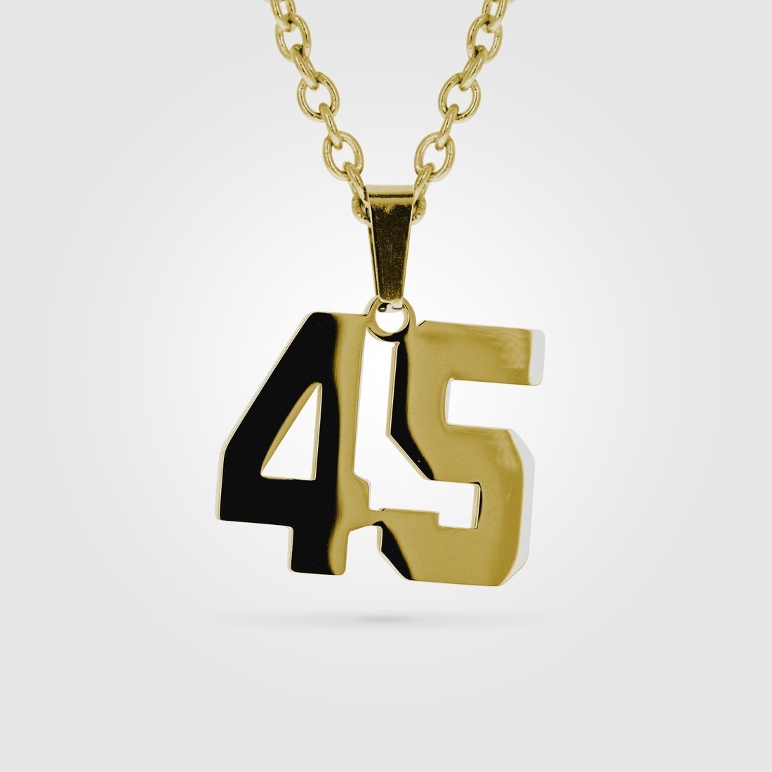 Street style 40-70 initials number necklace hophops sports jewelry mens gold stainless polished jersey number pendant necklace