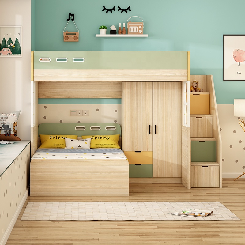 New Arrival Furniture Sets Kids Bunk Beds Oem Wooden Kids Children White Customized Box LOGO Style Packing Modern School