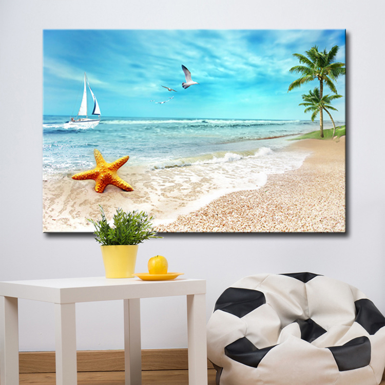 Modern Living Room Wall Decoration Art Picture Seascape Beach Canvas Printed Oil Painting