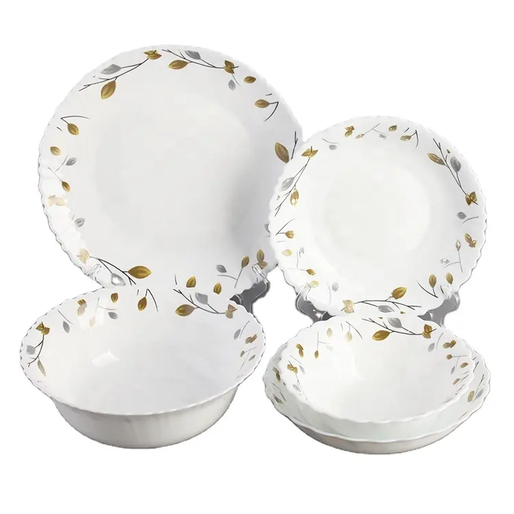 Customized design of 15/24 white opal glass tableware heat-resistant opal glass tableware