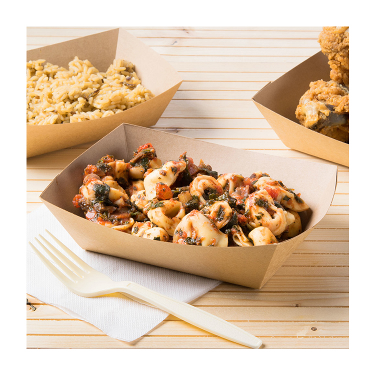 Suppliers brown cardboard for meat serving baking cookie food popsicle ice cream churro hotdog drink coffee cup paper tray