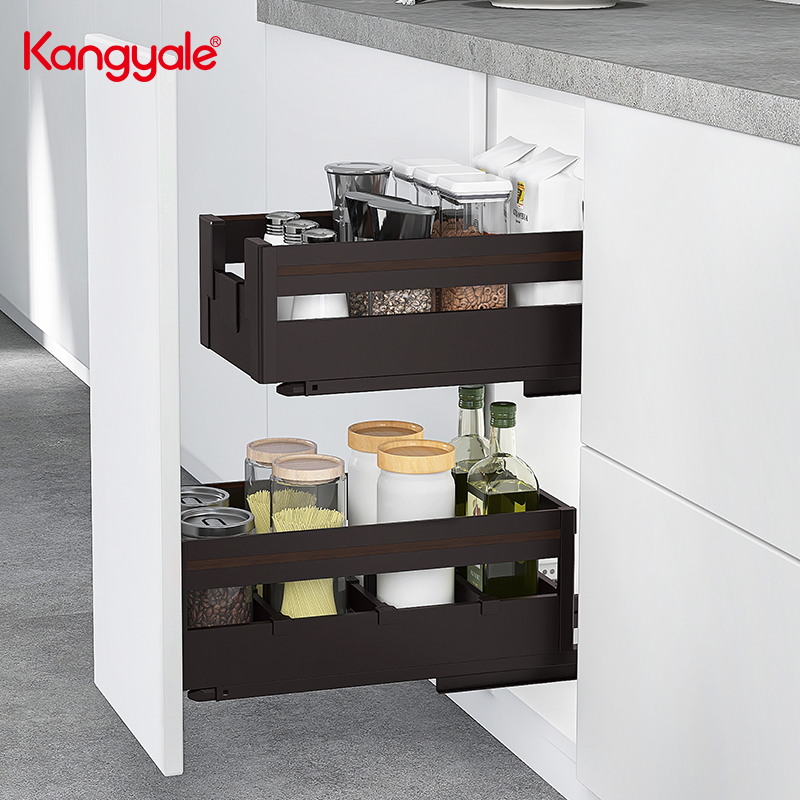 Kyl L081030G-2 высокое качество алюминиевые кухонный шкаф с выдвижными ящиками вытаскивание корзины приправы корзина
