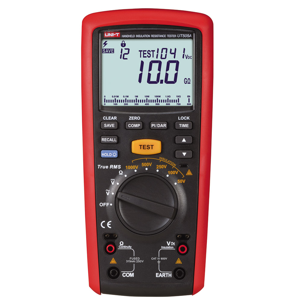 UNI-T UT505A Handheld Insulation Resistance Tester 1000v Digital True Rms Megger Insulation Resistance 6000 Count Data Hold Lock