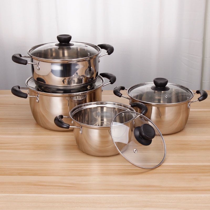 Hot sale Stainless Steel nonstick cookware   restaurant soup pot with Glass Cover