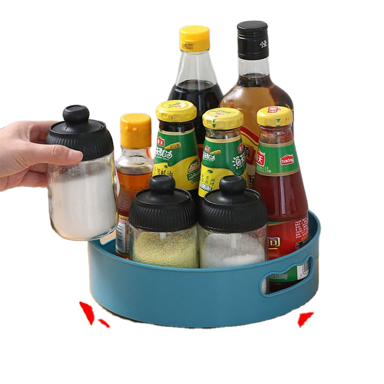 Cheap Nonskid Pantry Cabinet Nested Tray Marble Wood Spin Seasoning Box Round Plastic Turntable Lazy Susan