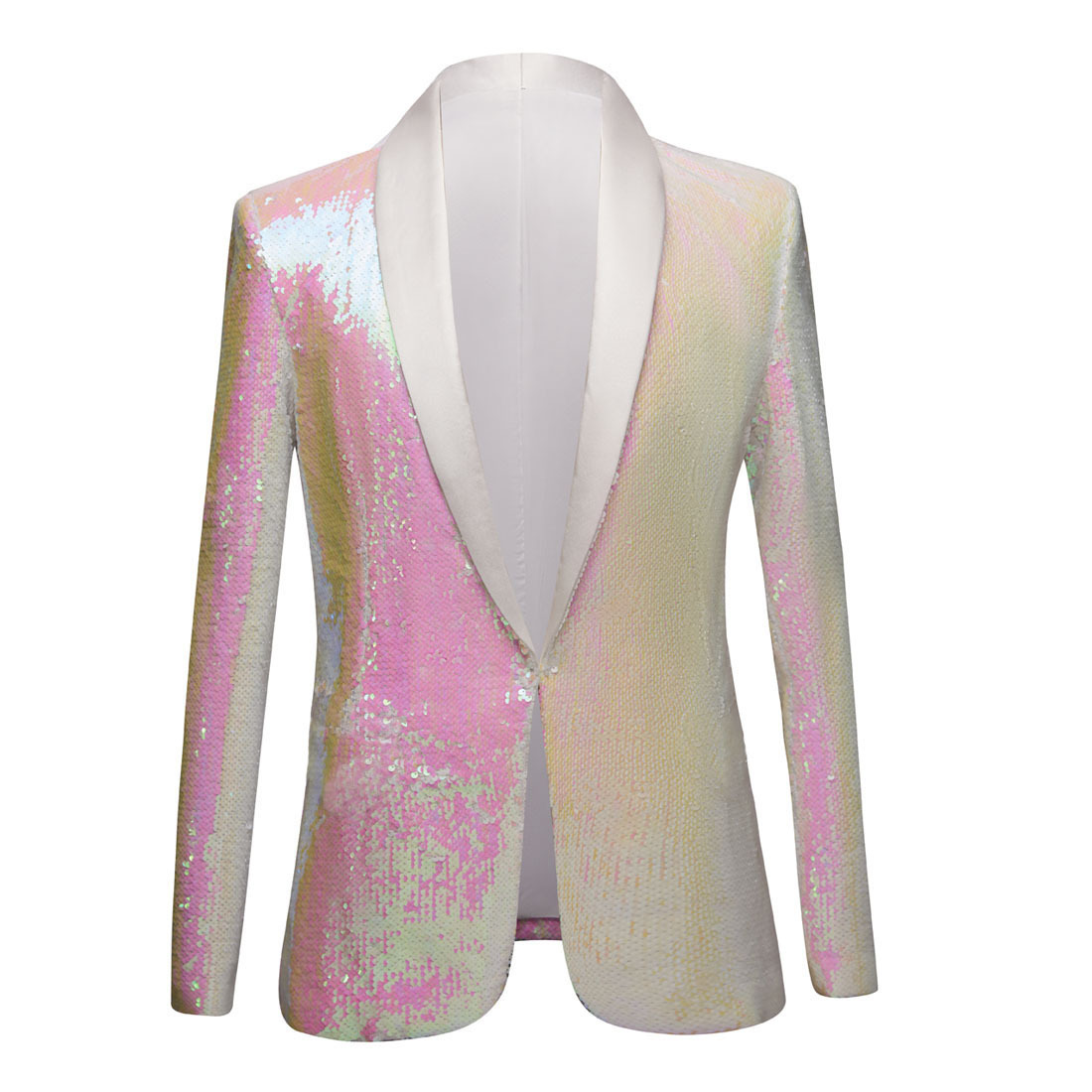 High end Sequins Series Men White Pink Sequins Blazers Gentleman Prom Dress Suit Jacket Night Club Singers Slim Fit Costume