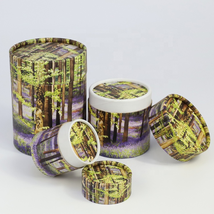 Cylinder paper scattering tube spring tree latest cremation small size urns box pet human ashes casket coffin