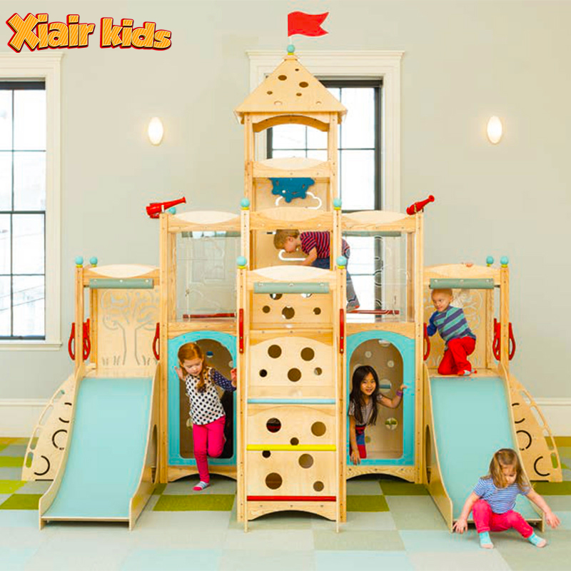 Xiair Wooden Montessori Kindergarten Indoor Outdoor Children Playground Equipment Slide Swing Game Playhouse For Kid Exercise