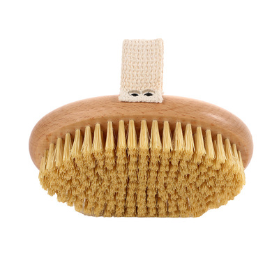 Factory wholesale 100% natural sisal bristle exfoliating brush beech wood handle shower dry body wooden cleaning brush