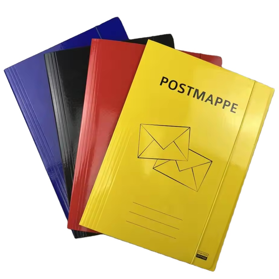3-Flap Cardboard File Folders with Elastic Band School Office Home Document Organizer Folder