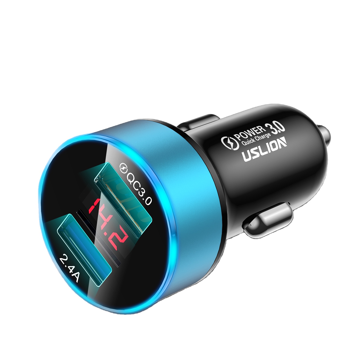 USLION хорошее качество двойной USB порт быстрая зарядка QC 3,0 Металлический цифровой светодиодный дисплей автомобильное зарядное устройство для телефона