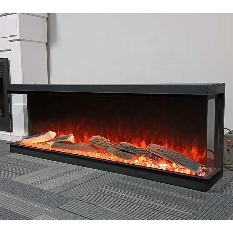Modern 60 inch Fire Place 3 Sided Electric Fireplace Inserts Heater Indoor Decorative 3D LED Flame Fireplace Electric