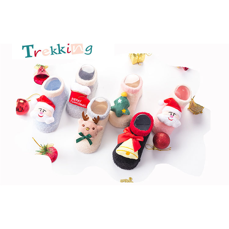 Wholesale Toddler Winter Rubber Anti Slip Cute Baby Floor Sock Shoes For Christmas