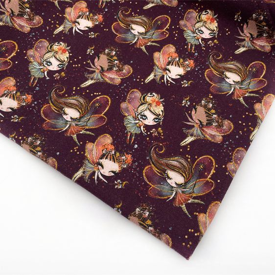 Customized Cartoon Pattern 4 Way Stretch Designer Brand 100% Cotton Custom Digital Print Fabric Cotton Lycra By The Yard