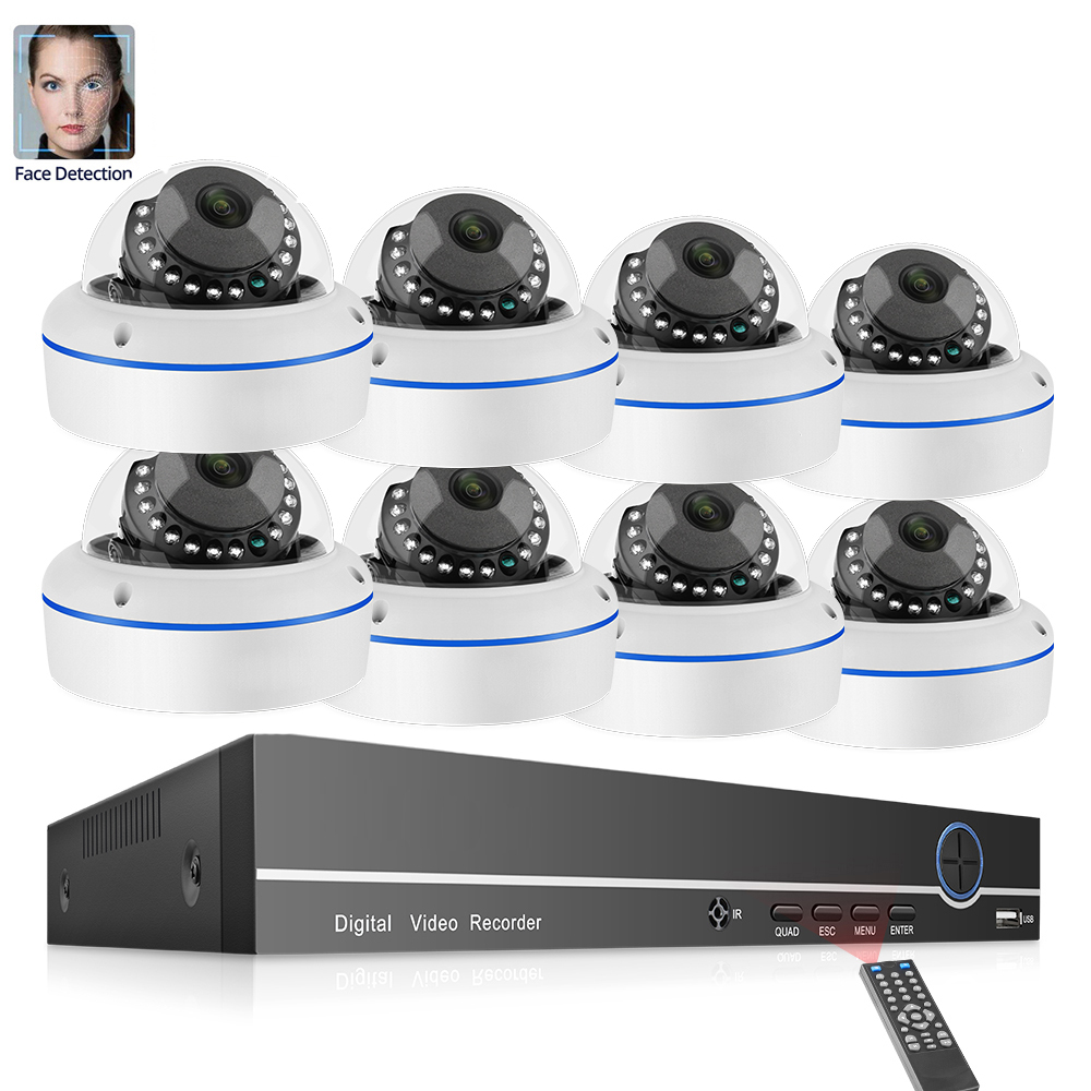 Домашняя купольная IP-камера 1080P, 8 каналов, POE, NVR, 2 Мп, с системой видеонаблюдения