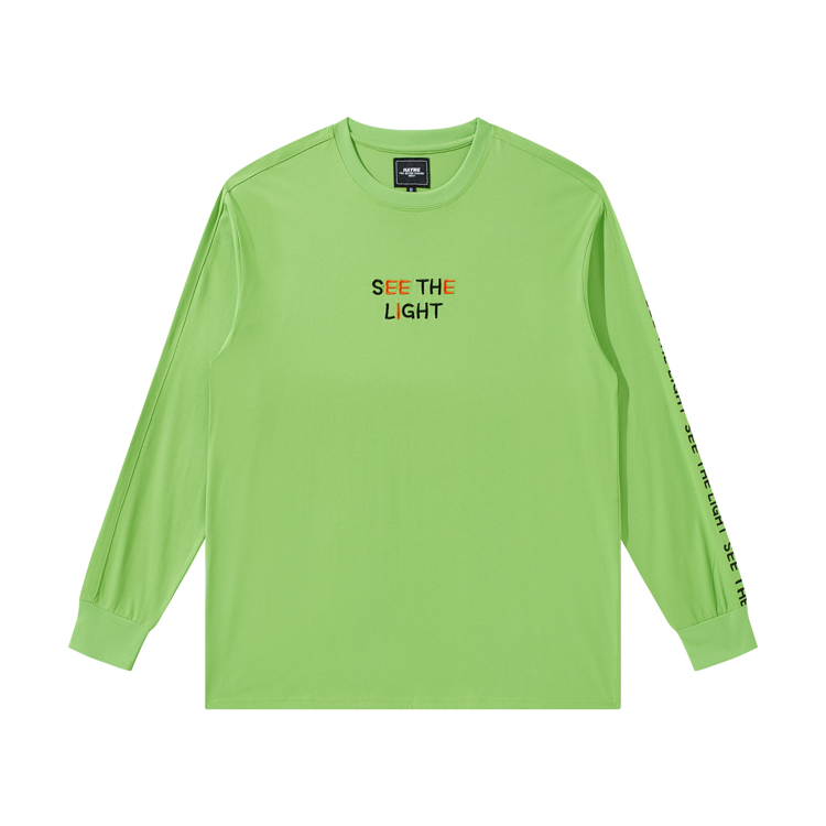 Green Unisex T shirts Long Sleeve Mens Tshirt Printing Custom Embroidered T-shirt