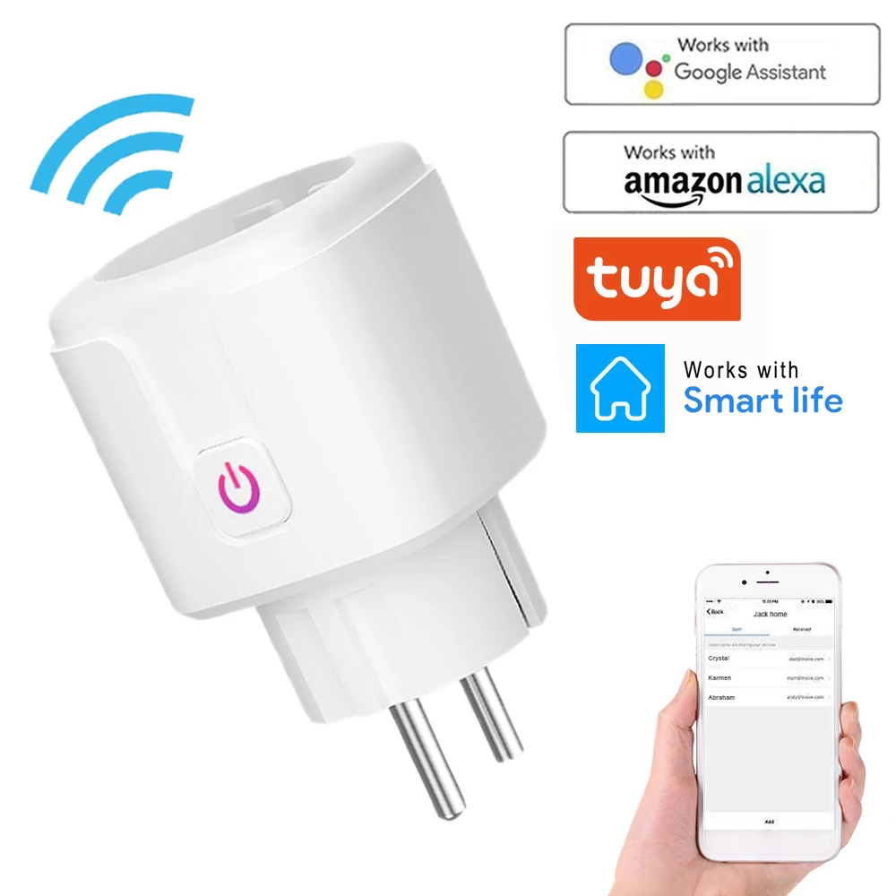 Беспроводной WiFi смарт-Разъем EU/US/UK адаптер дистанционного управления голосом энергии монитор розетки, таймер разъем для Alexa Google Home