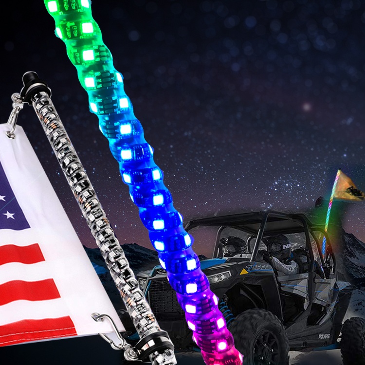 Витая LED кнут RGB чеканка цвет с помощью пульта ДУ или Bluetooth управление 3ft 4ft 5ft антенна LED кнут свет для ATV UTV Багги Offraod