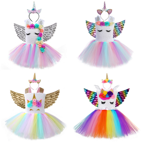Hot sales halloween cosplay costume girls unicorn party dress
