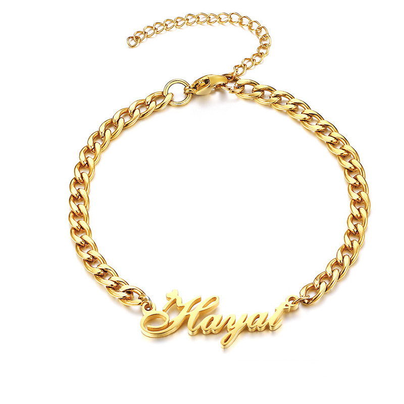 Custom Ankle Bracelete Customized Name Letter Stainless Steel Bangle Creative Gift for Couple