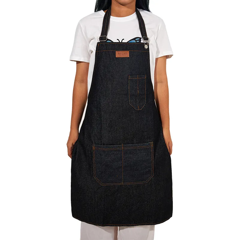 Salon Aprons Hot Sales Fashion Customize Armitas Barber Hairdressing Denim Apron With Pocket Salon Capes For Hair Cutting