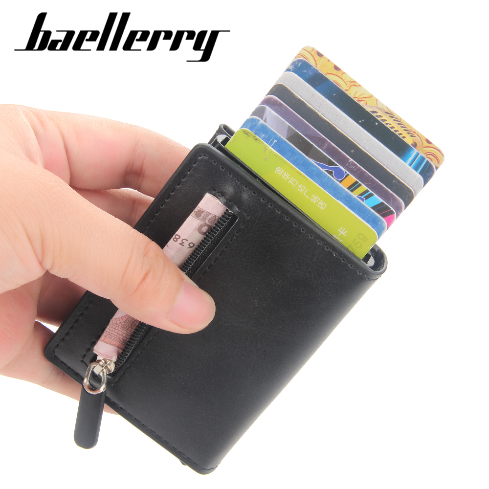 Алюминиевый металлический держатель для карт baellerry 2022, кошелек с RFID, Винтажный Мужской держатель для кредитных карт, тонкий автоматический выдвижной кошелек