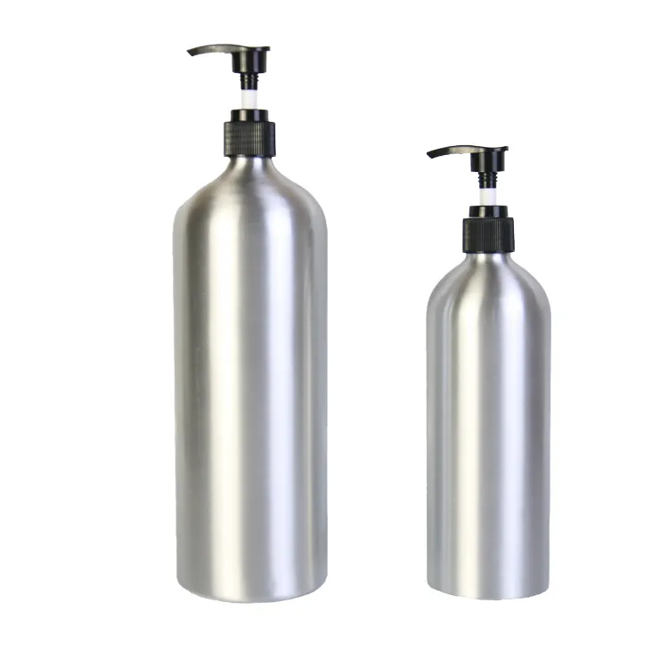 500ml 1000ml 1 liter Recycle cosmetic empty shampoo lotion pump aluminum bottle