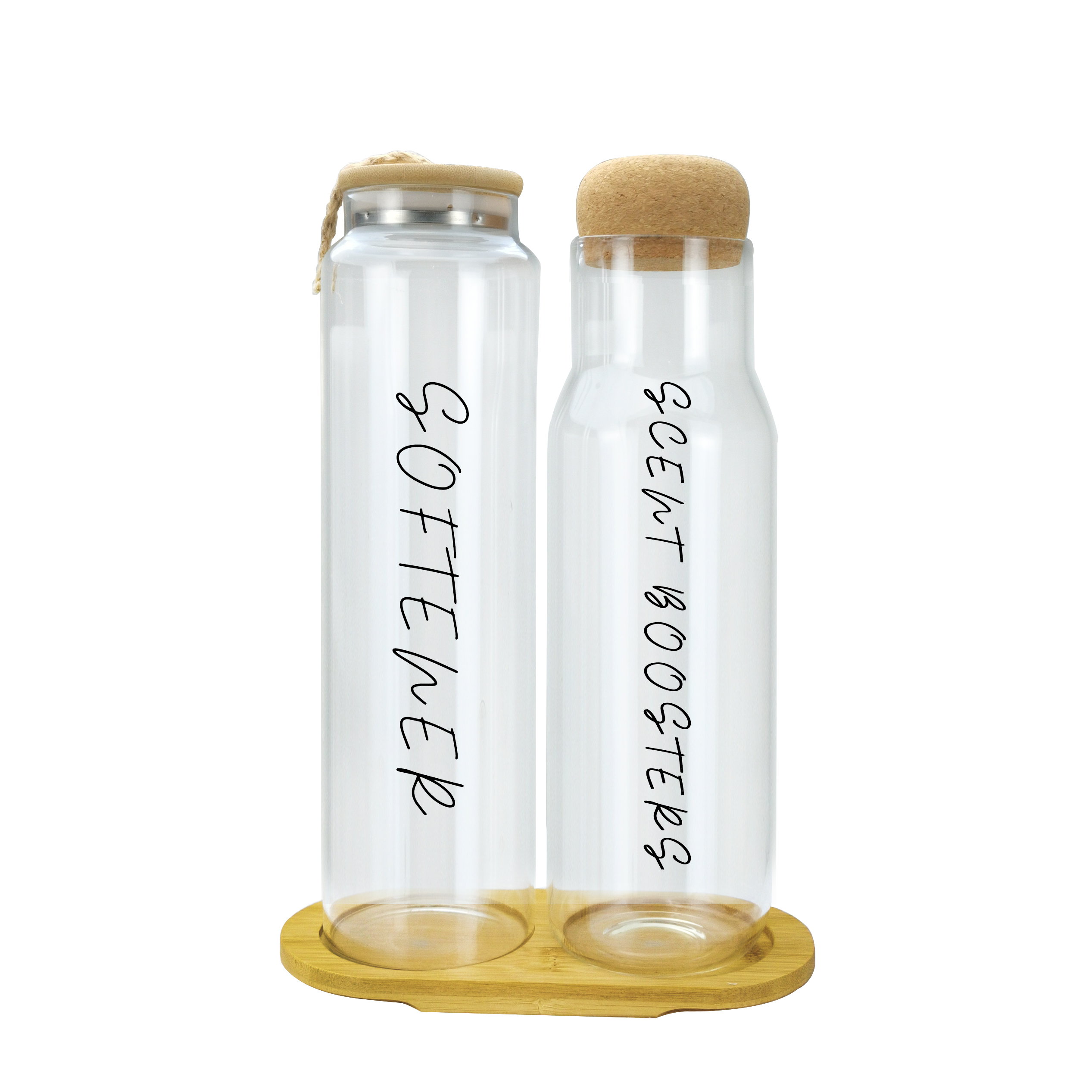 Set of 3 1L laundry room Glass canister jars container with lid Personalised transparent cleaning glass Storage bottles