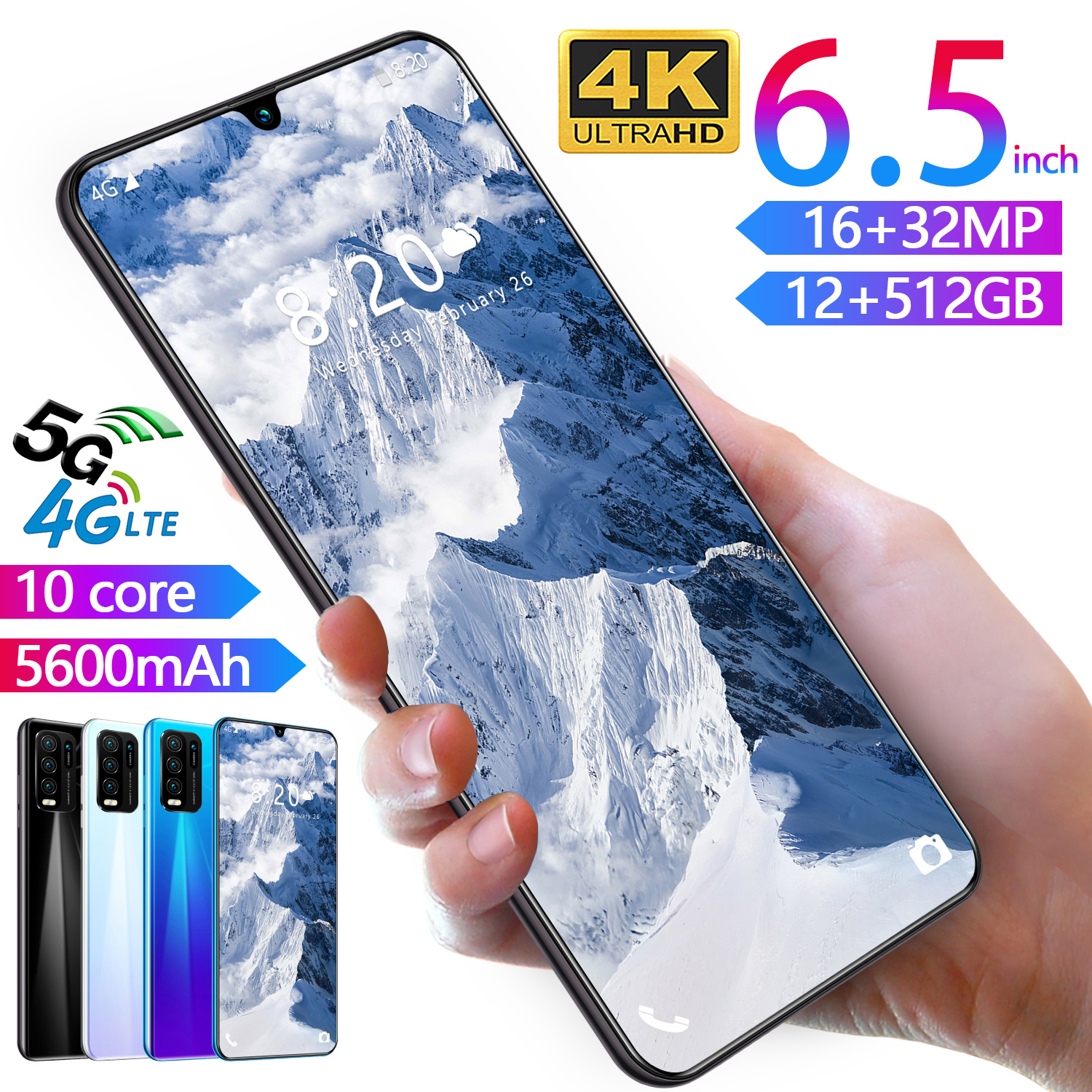 2021 Y50 Pro 7,2 дюймов оптовая продажа MTK6799 Android10.0 смартфонов 12GB + 512GB 5G мобильные телефоны 5600 мАч Power Bank мобильный телефон