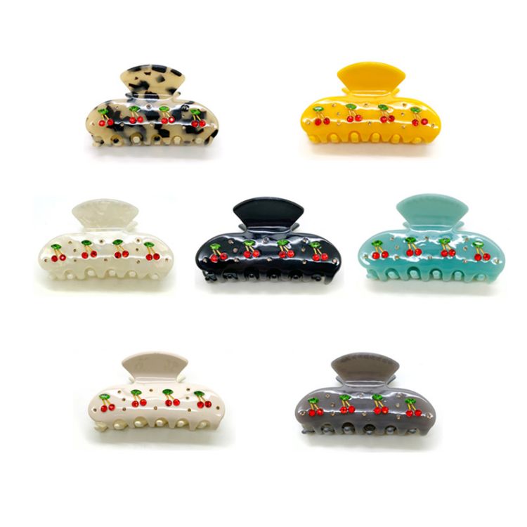 French temperament barrette ins cherry shark clip European and American seamless Acetate hair claw clip