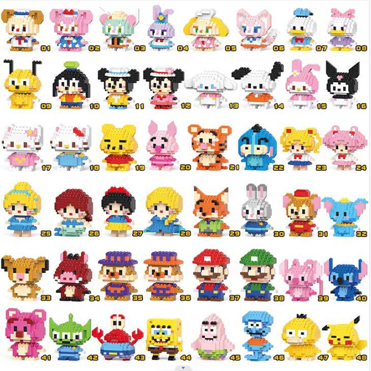 W2601 New hot sales of 60 cartoon doll small particle building blocks children's educational toys holiday gifts